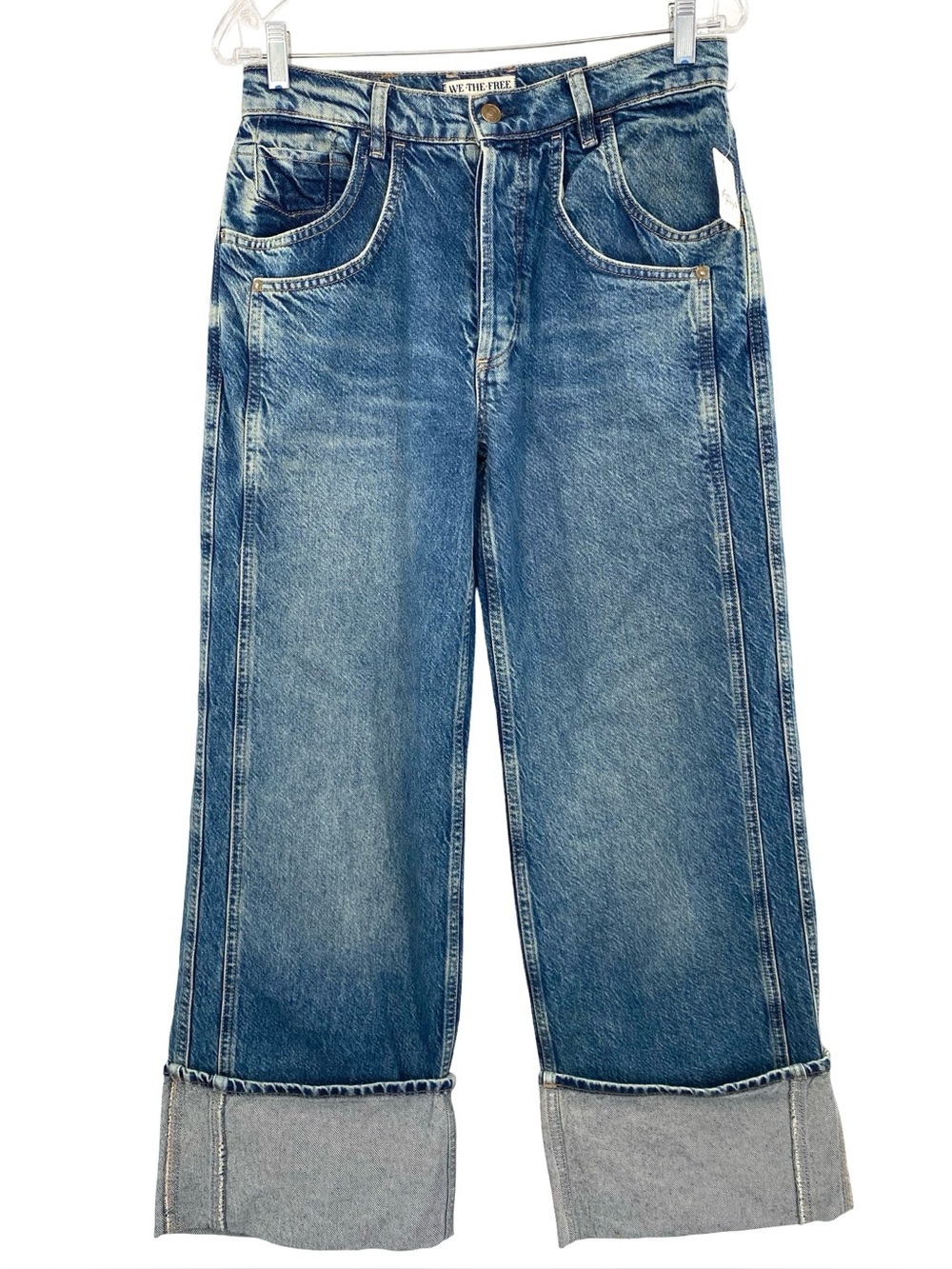Free People Final Countdown Cuffed Low-Rise Boyfriend Jeans New Size 25